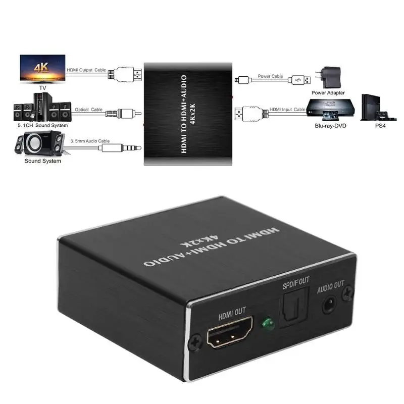 HDMI 4 K x 2 к + аудио 3 5 мм стерео 1 канальный оптический SPDIF преобразователь адаптер