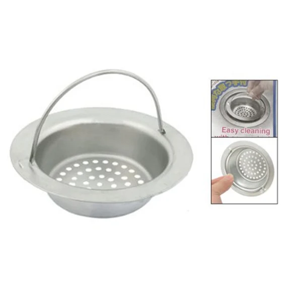 Mesh Basket Design Floor Sink Drainer Strainer w Handle 3.1 Inch Dia |