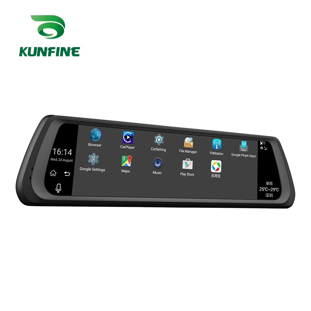 KUNFINE 10 &quotAndroid GPS Navi видеорегистратор Автомобильный зеркальный двойная камера