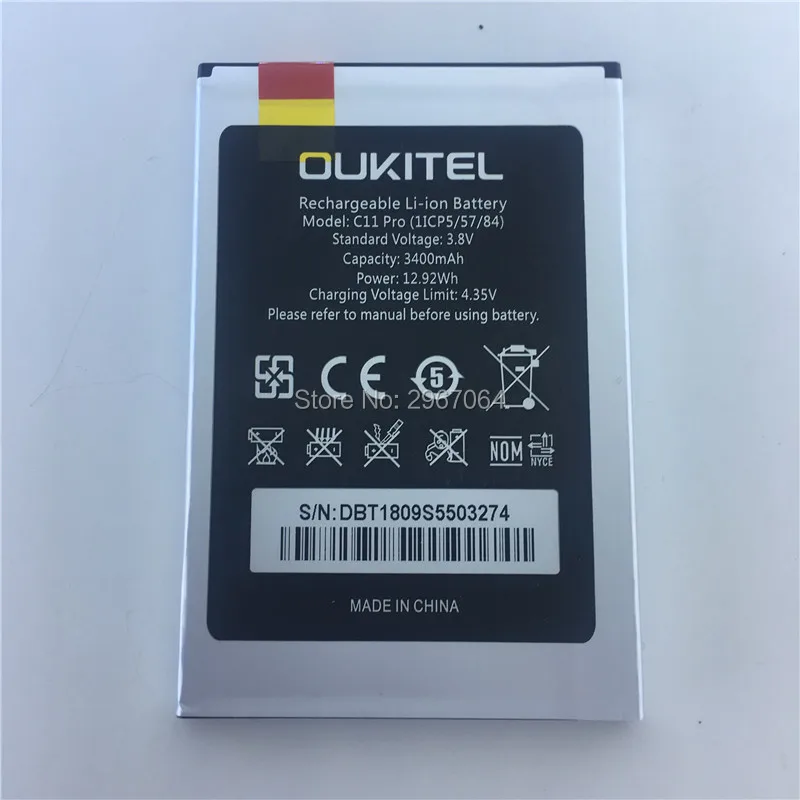 100% Оригинальная батарея для OUKITEL C11 Pro 3400 мАч Высокая емкость 5 дюймов MTK6739 3 + 16G