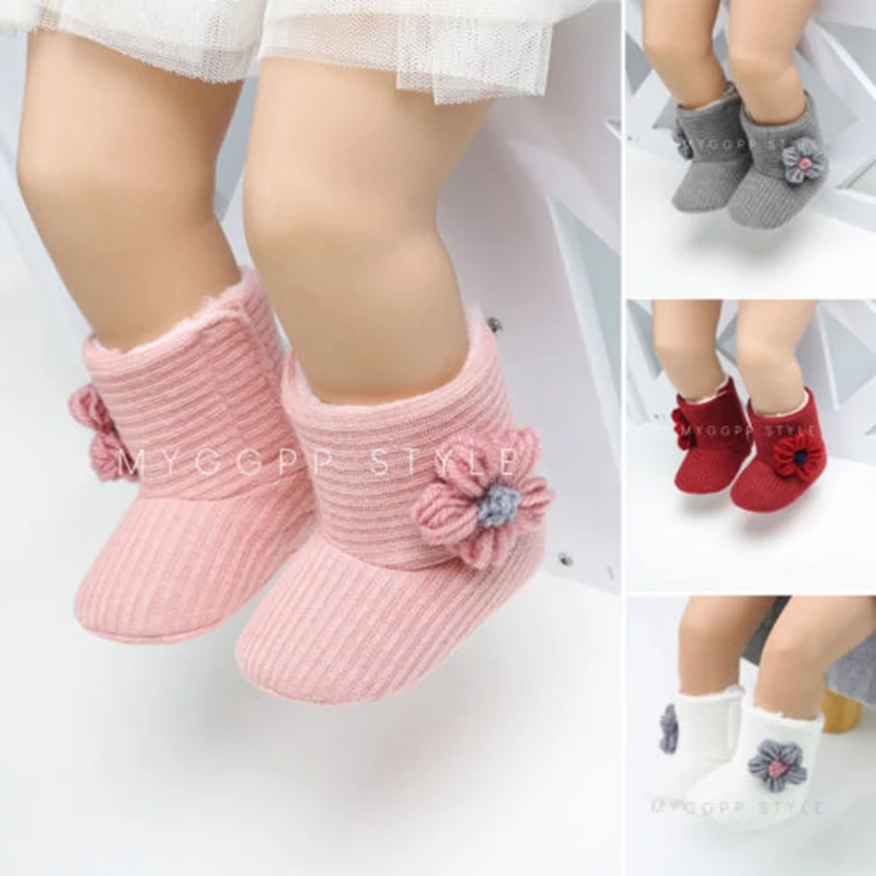 Новинка 2019 флисовые теплые однотонные ботинки с цветочным рисунком для