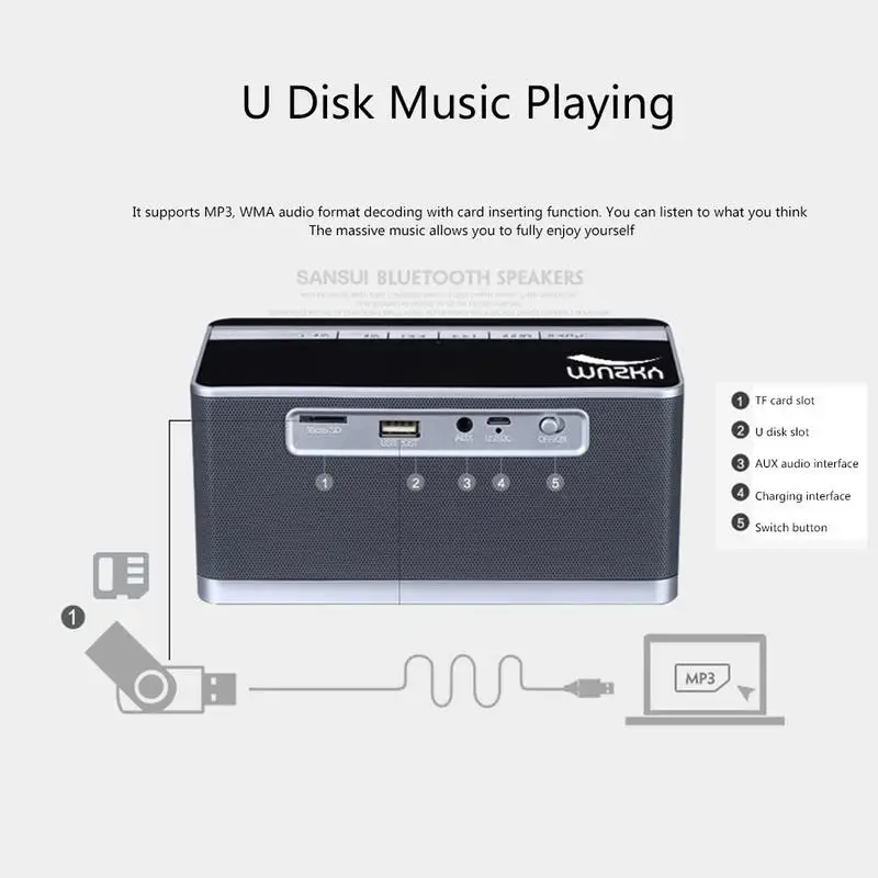 Портативная bluetooth-колонка Смарт звуковые часы будильник компьютер гостиная
