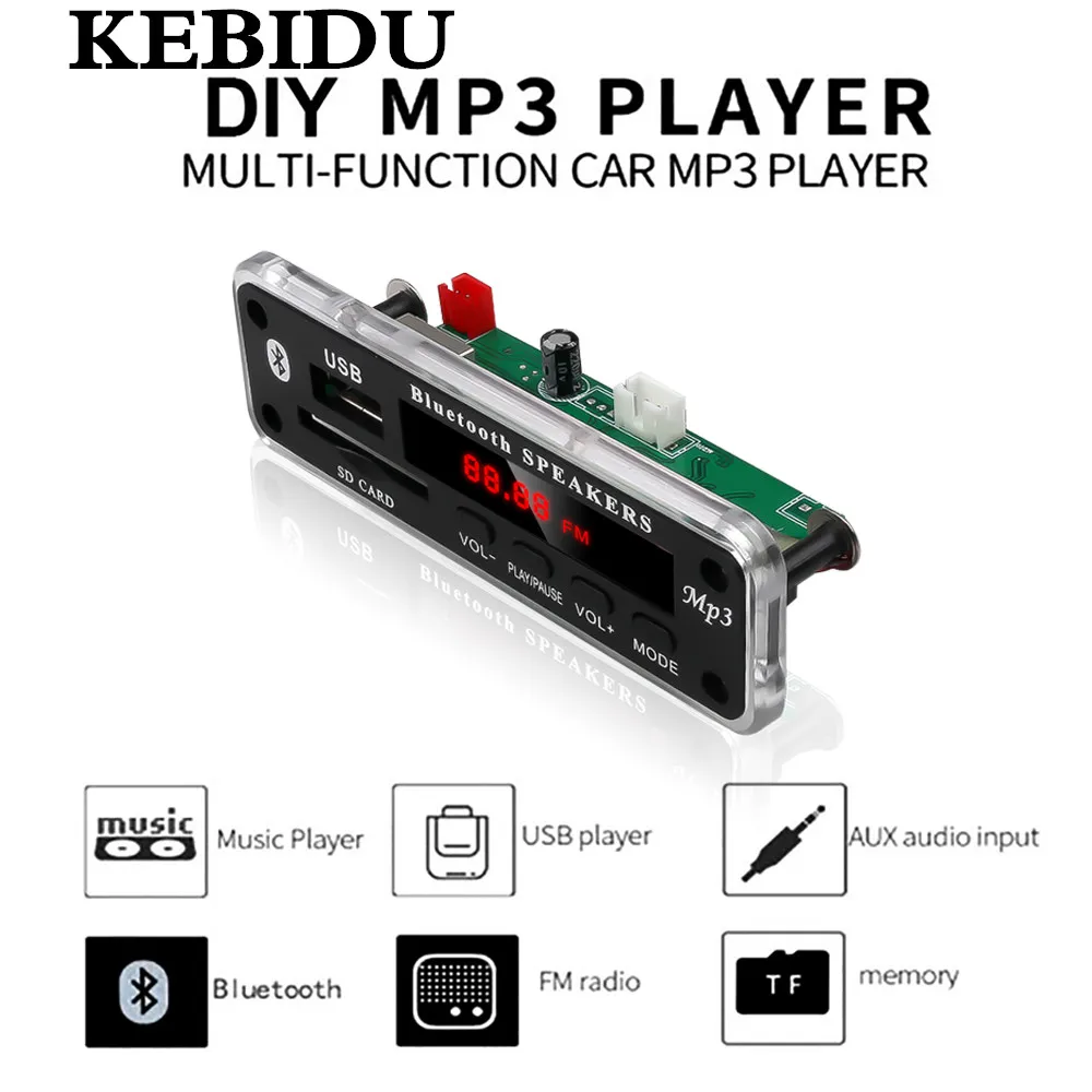 KEBIDU 5 12 в беспроводной V19 Bluetooth MP3 WMA декодер плата аудио модуль USB Радио mp3 плееры