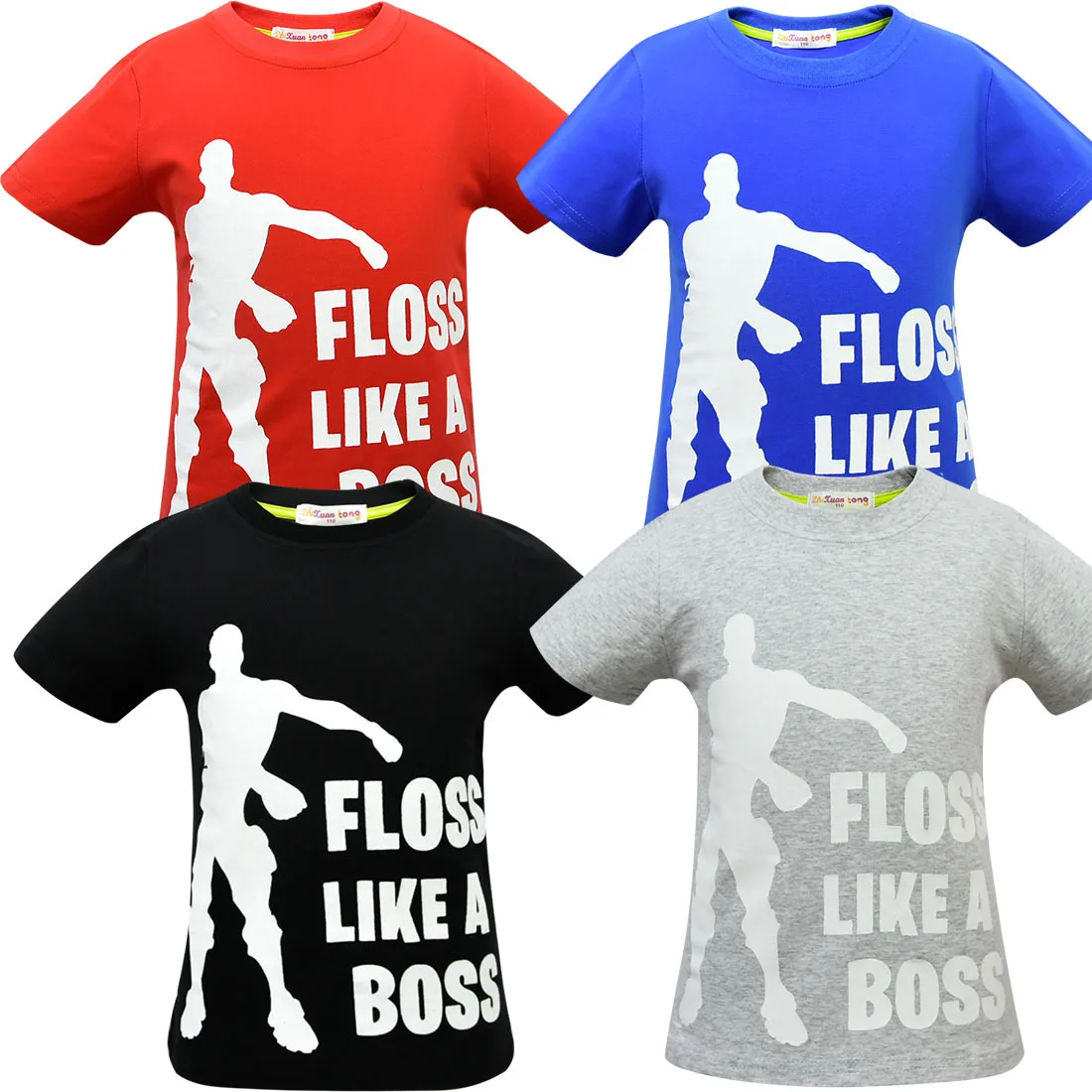 

White/Gold Letter FLOSS LIKE A BOSS Print T shirt for Boys Christmas Shirt Kids Teenage Girls Clothes tshirt Gamer T-shirts Tops