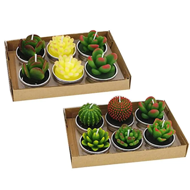 

12PCS Smokeless Aromatherapy Innovative Holiday Confession Candle Cactus Candle Succulent Cactus Candles