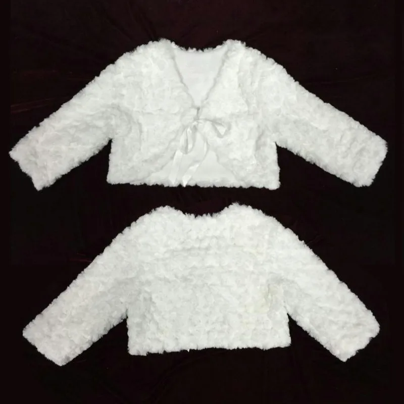 Winter New Flower Girls Bolero Kids Soft Faux Fur Shrug Party Wedding Ball Gown Short Jacket Clothing | Детская одежда и обувь