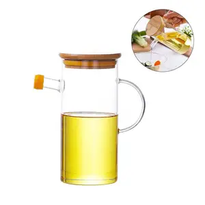 Антикоррозийная бутылка для приправ, стеклянный держатель для масла с бамбуковой крышкой, органайзер для хранения масла, уксуса