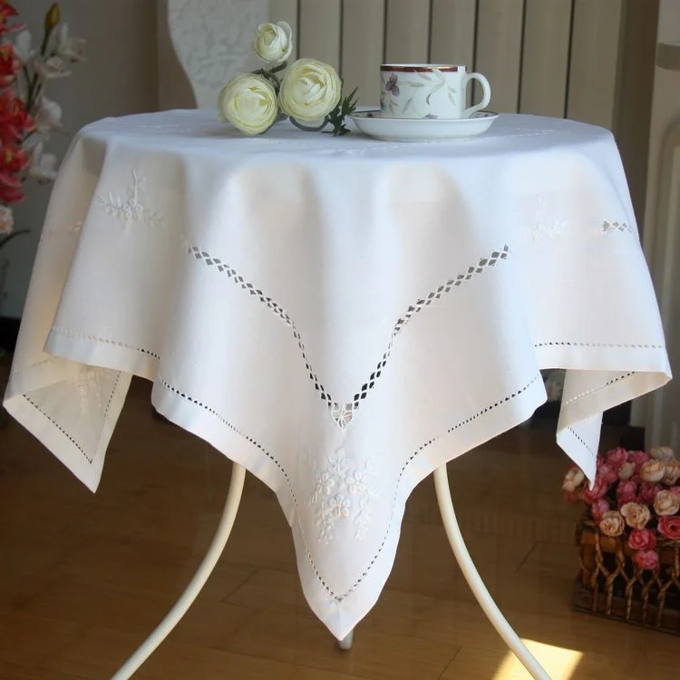 Новая белая изящная скатерть с вышивкой Hemstitch элегантная вышитая для стола