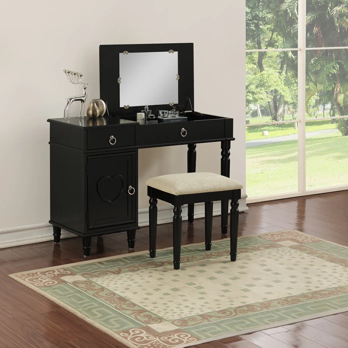 Набор туалетных принадлежностей Seraph с табуреткой и зеркалом черного