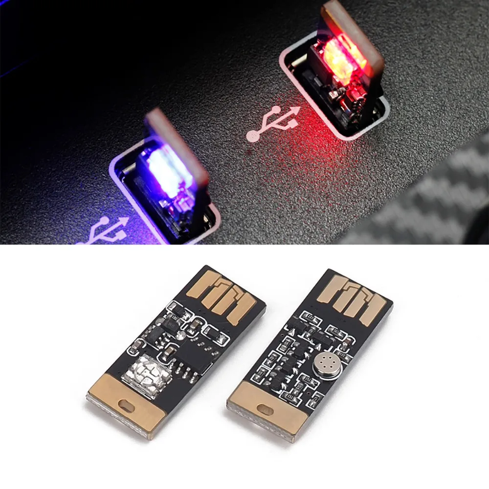2 шт. мигающий цветной светодиодный USB RGB атмосферу светильник компьютер авто