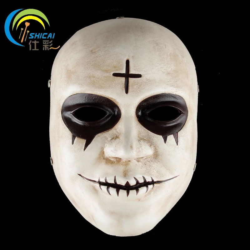 

The Purge Mask Cross Movie Theme for Party Halloween Christmas Cosplay Roleplay Resin Mask Adults Full Face White