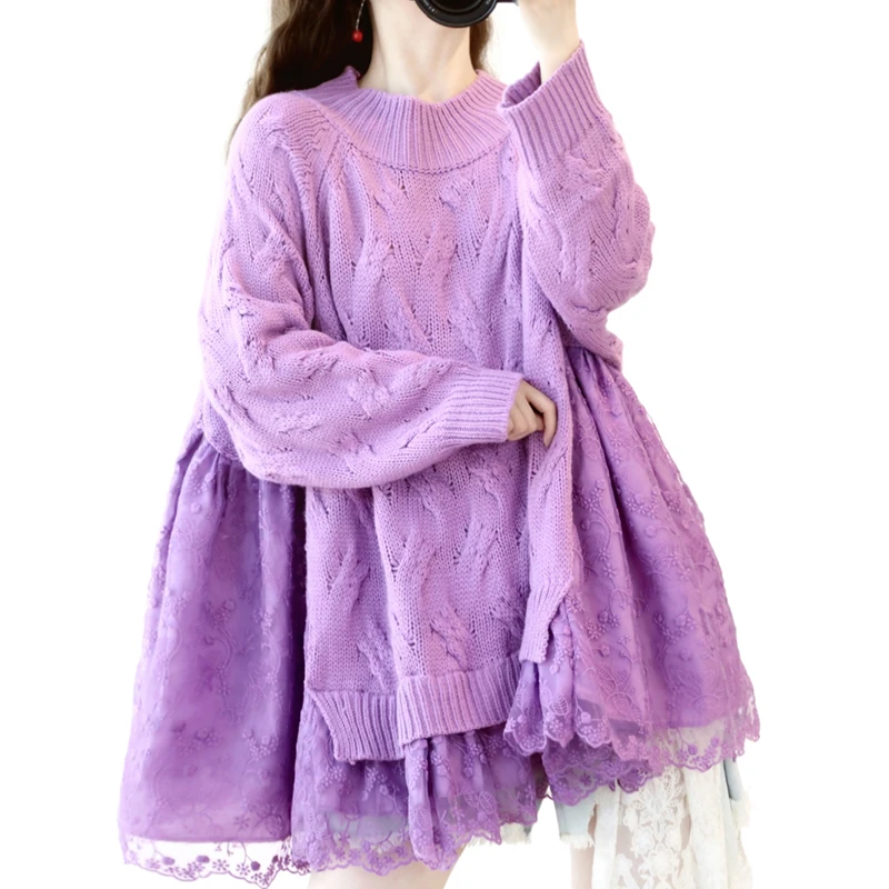 DEAT 2020 new spring fashion women round neck batwing sleeves knits patchwork female Sweater Cloak loose top WD82014 | Женская одежда