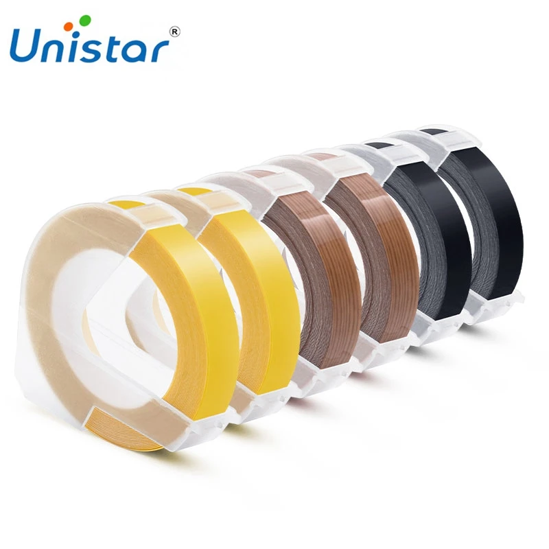 Unistar 6 рулонов тисненой 3D пластиковой ленты совместимой с Dymo лента тиснением 9 мм x