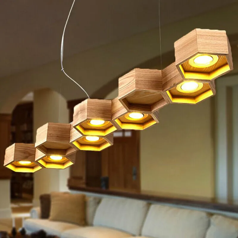Wood LED Modern Pendant Lamp Indoor Dining Room Foyer Home Adornment Light 110-240V Free Shipping | Лампы и освещение