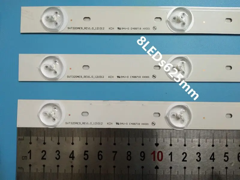Новый комплект 3 комплекта = 9 шт. 8LED 625 мм Светодиодная подсветка полоса Замена для