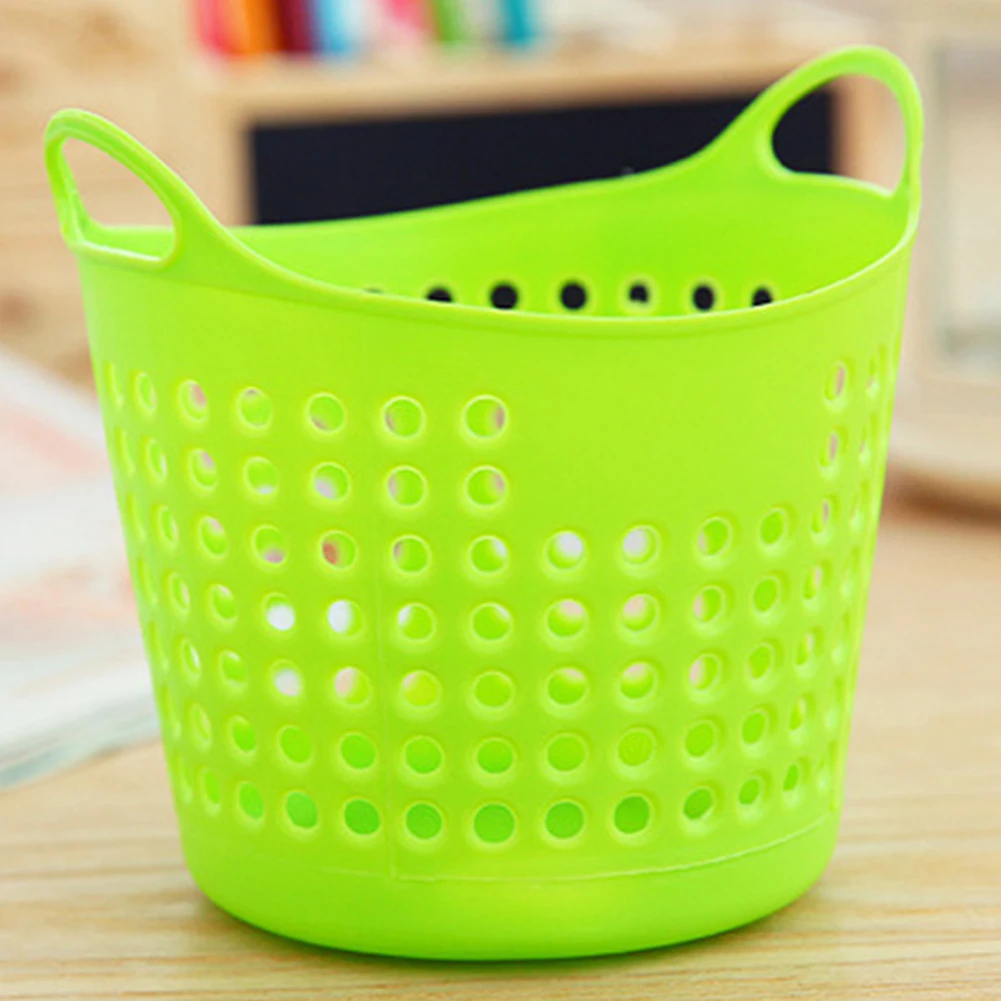 Colorful Durable Trash Can Flexible Plastic Stationery Storage Basket Dorm High Quality Laundry Closet Organizer Bins | Дом и сад
