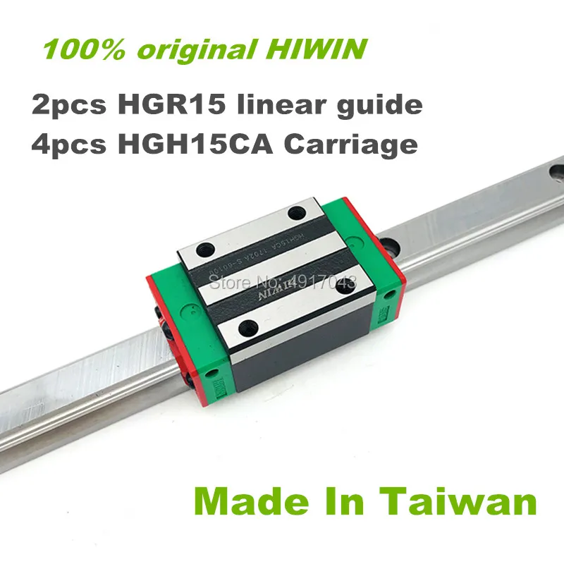 

2pcs linear guide rail HGR15 1100 1200 1500 mm with 4pcs linear block carriage HGH15CA for CNC parts 100% original Hiwin