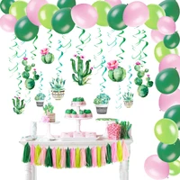 cactus party decoration set hanging swirls latex balloons tissue paper tassel garland llama kids birthday party wedding shower