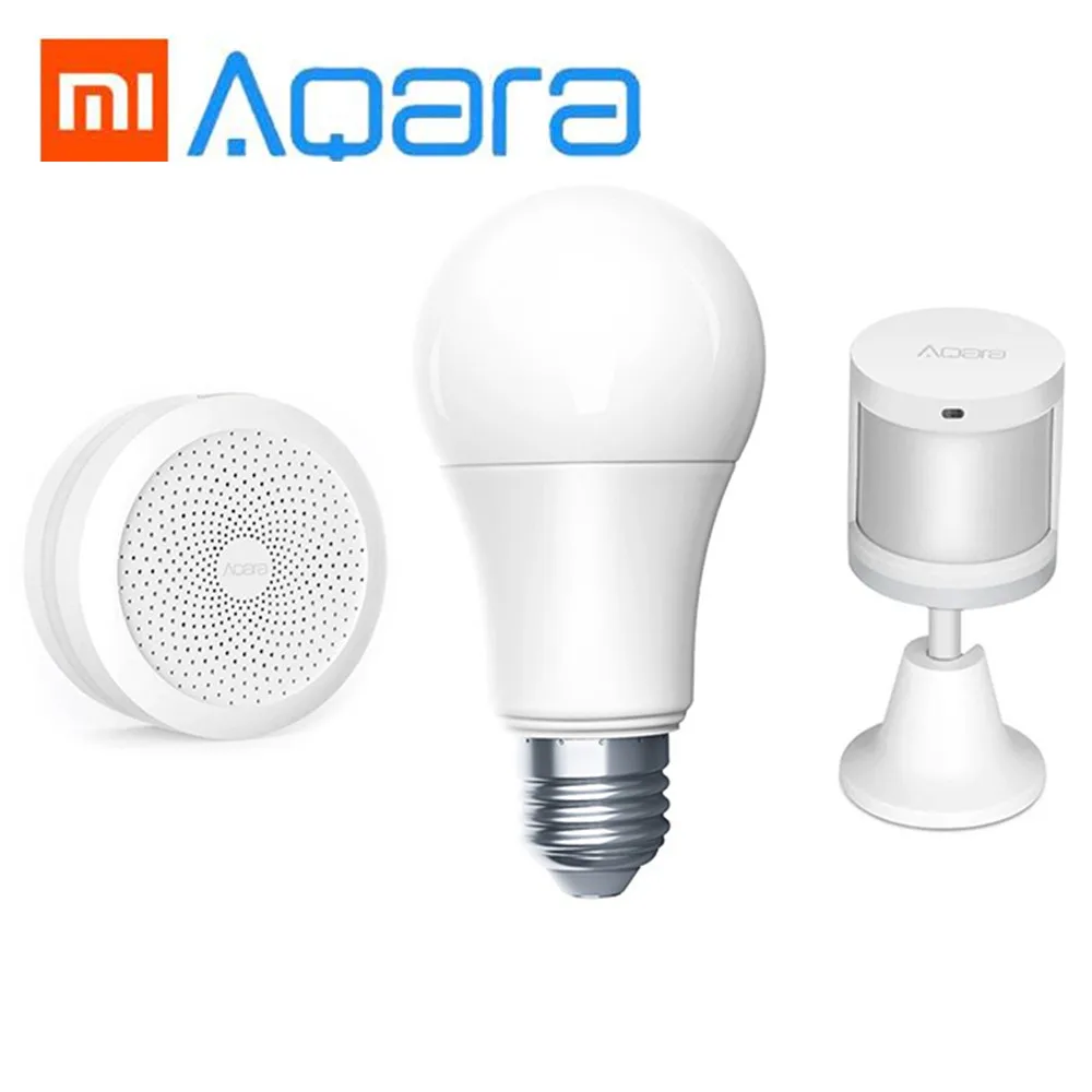 Оригинальный Смарт комплект Xiaomi Aqara хаб + лампа датчик человеческого тела умное