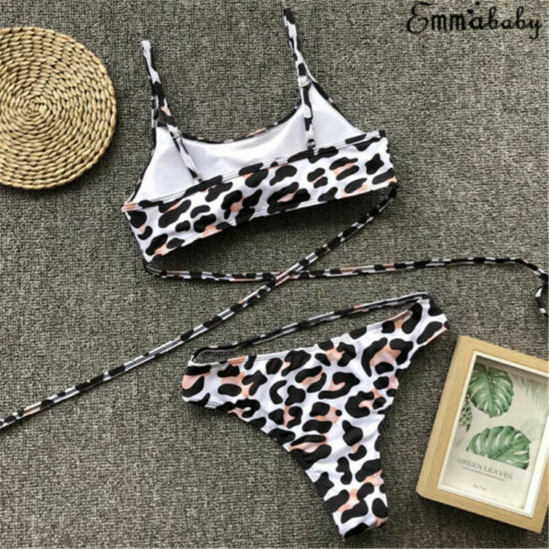 Sexy Ladies Women Leopard Print Bra Bandage Bikini Push-up Padded e Swimsuit Push Up Lace Set Swimwear |