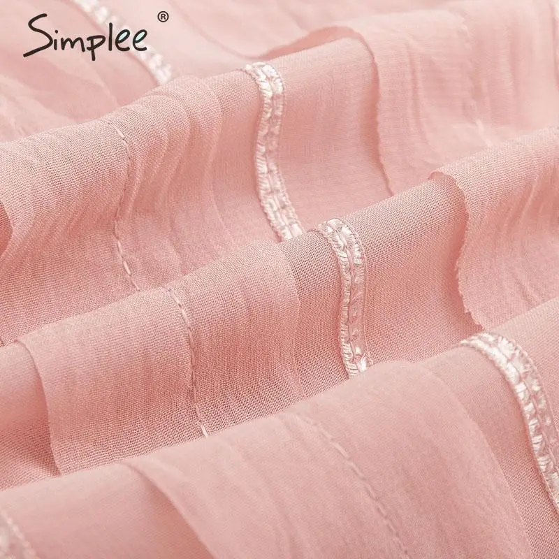 Женский повседневный летний комбинезон Simplee розовый женский шифоновый с