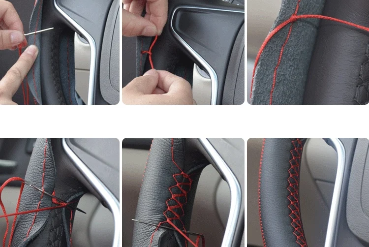 38 см DIY чехлы на руль мягкая кожаная оплетка автомобиля с иглой и резьбой