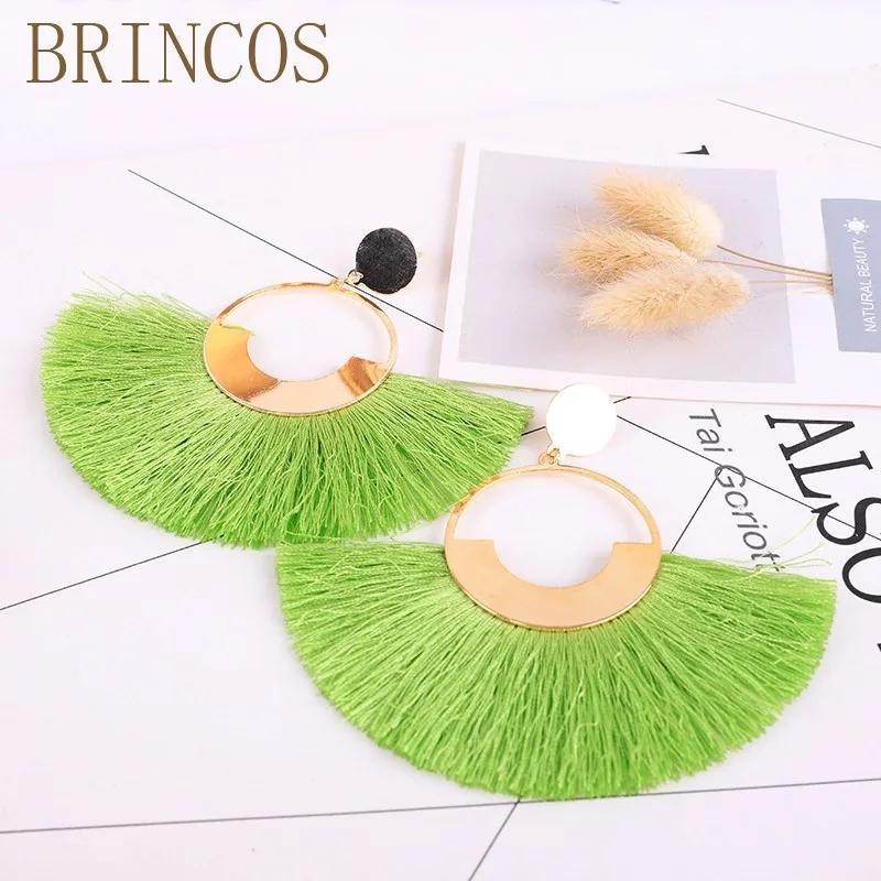 2020 Handmade ladies earrings tassels pick heart bohemian yellow personalized rhinestones opal Korea India geometric fashion | Украшения и