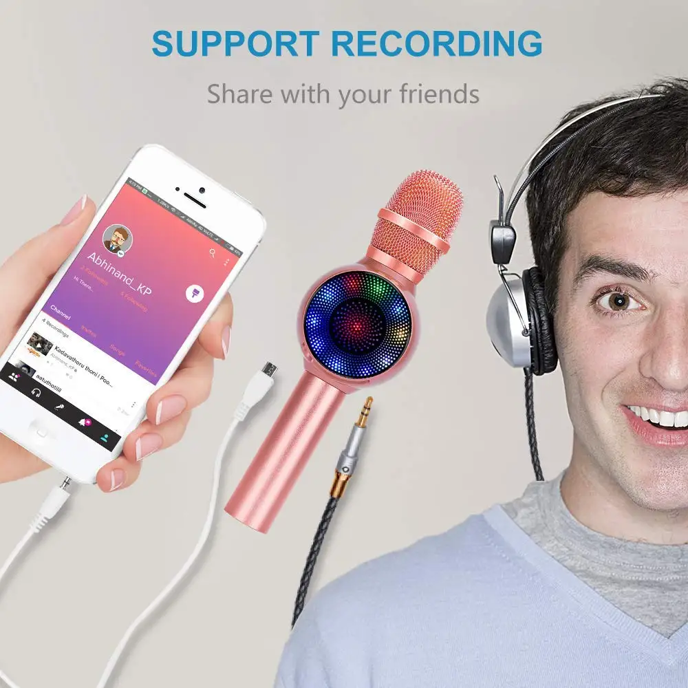 IG беспроводной микрофон для караоке профессиональный портативный Bluetooth ручной