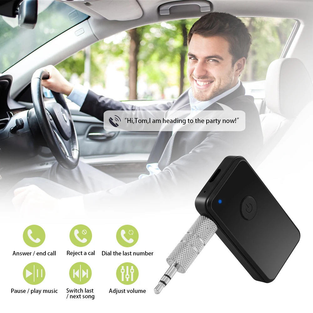 Powstro Универсальный Bluetooth 4 2 аудио приемник 3 5 мм адаптер перезаряжаемый Hands free