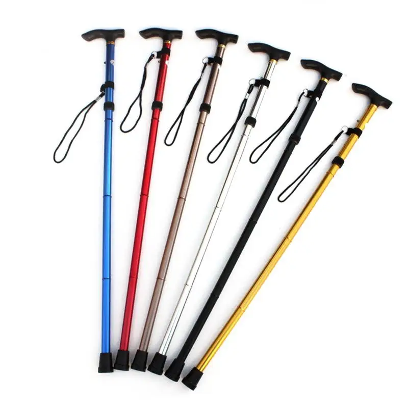 Открытый складной горный тростниковый костыль для старого четырехсекционного