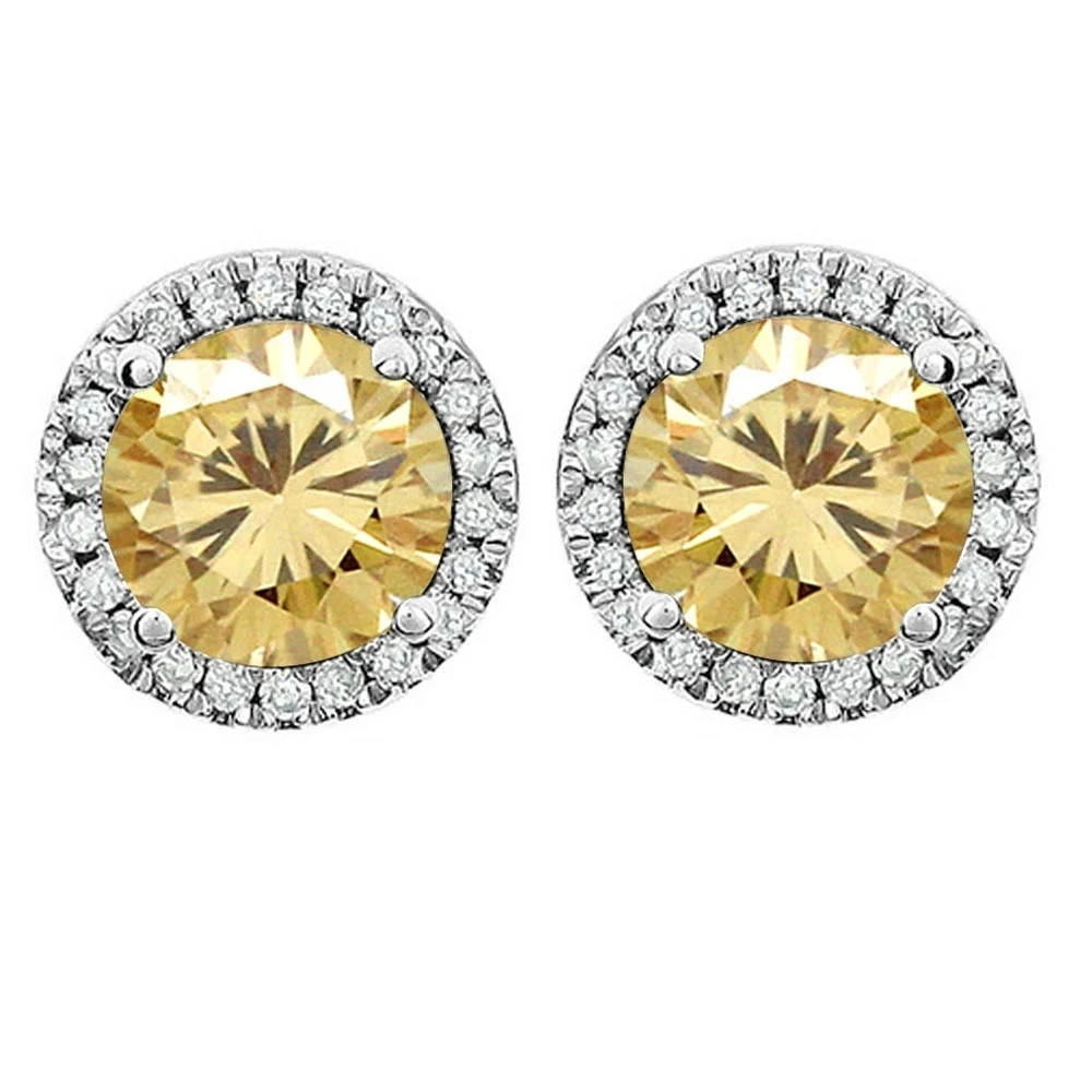 5 ct Круглый Золотой Муассанит 10 k White Gold Halo Stud Earrings|Серьги| |