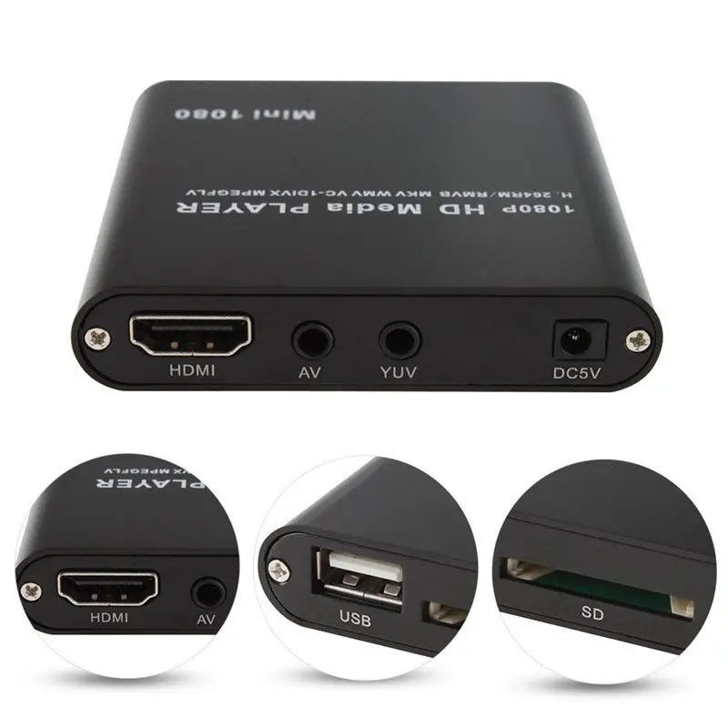 Мини HD 1080P SD USB мультимедийный плеер для HDMI/AV/MMC MKV AVI Blue ray фильмов с европейской