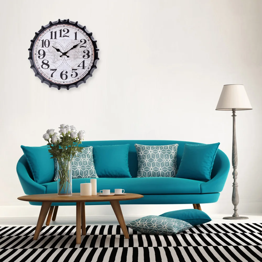 Винтажные металлические большие настенные часы в стиле ретро с 3D крышкой для