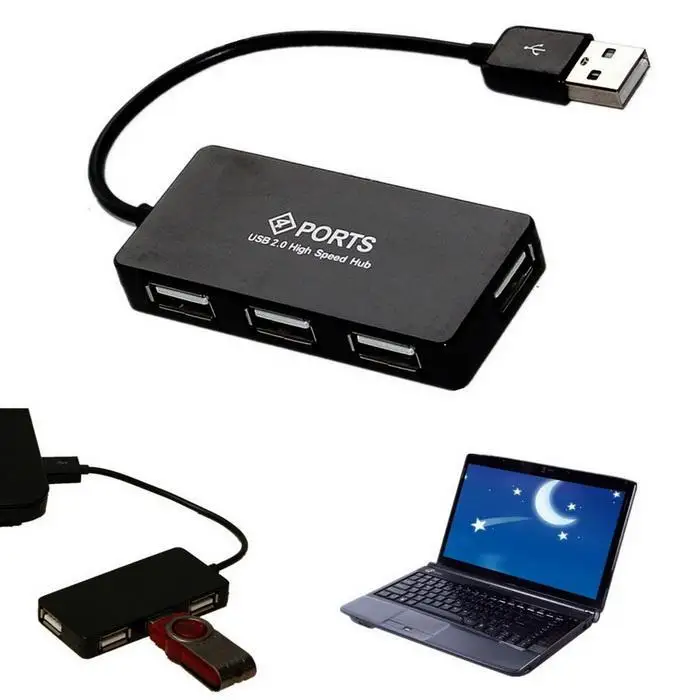 Портативный высокоскоростной 4 Порты USB2.0 480 Мбит/с Hub разветвитель Расширение