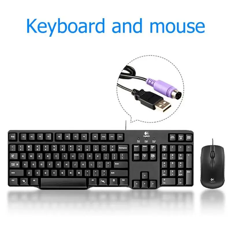Logitech MK100 104 ключи Проводная клавиатура Мышь комбинированный набор PS2 USB для Windows