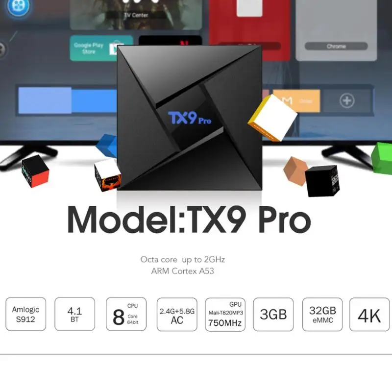 TX9 PRO Android 7 1 Smart ТВ коробка + 3 GB 32 ГБ S912 Octa Core Wi Fi Декодер каналов кабельного