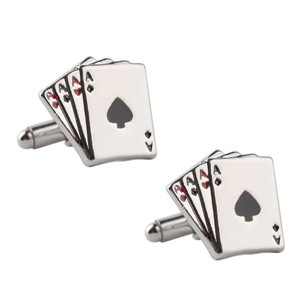 2 шт мужские запонки игральные карты для покера Классические устойчивые белые