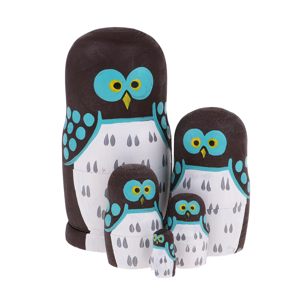 5 шт. ручная роспись Сова Русская Матрешка деревянная матрешка кукла для детей