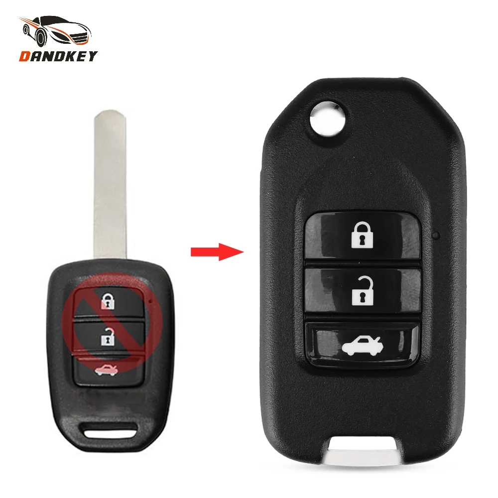 Dandkey 3 кнопочный модифицированный складной флип чехол для Honda XRV Civic City Vezel Odyssey