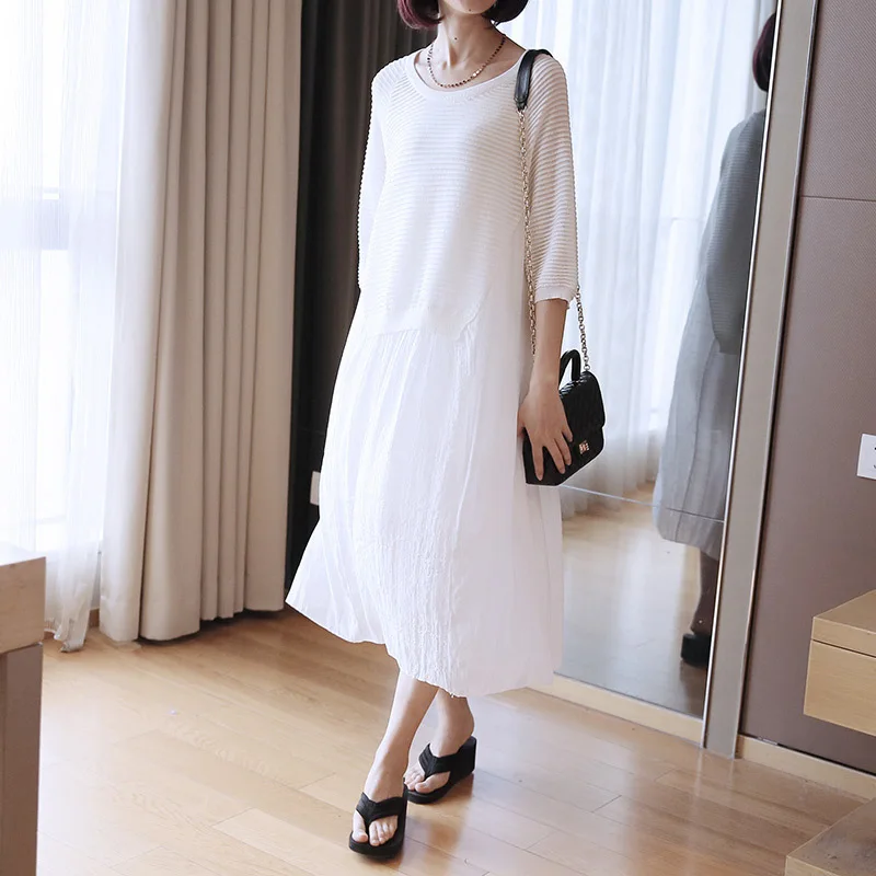 Женское длинное платье LANMREM хлопковое из шифона в стиле пэчворк WF88700 лето 2020 |