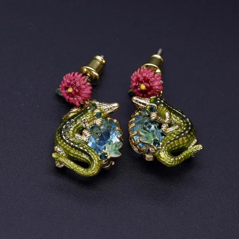 Крокодиловое ухо ногтей глянцевое покрытие цветочек драгоценность 925 Серебряные