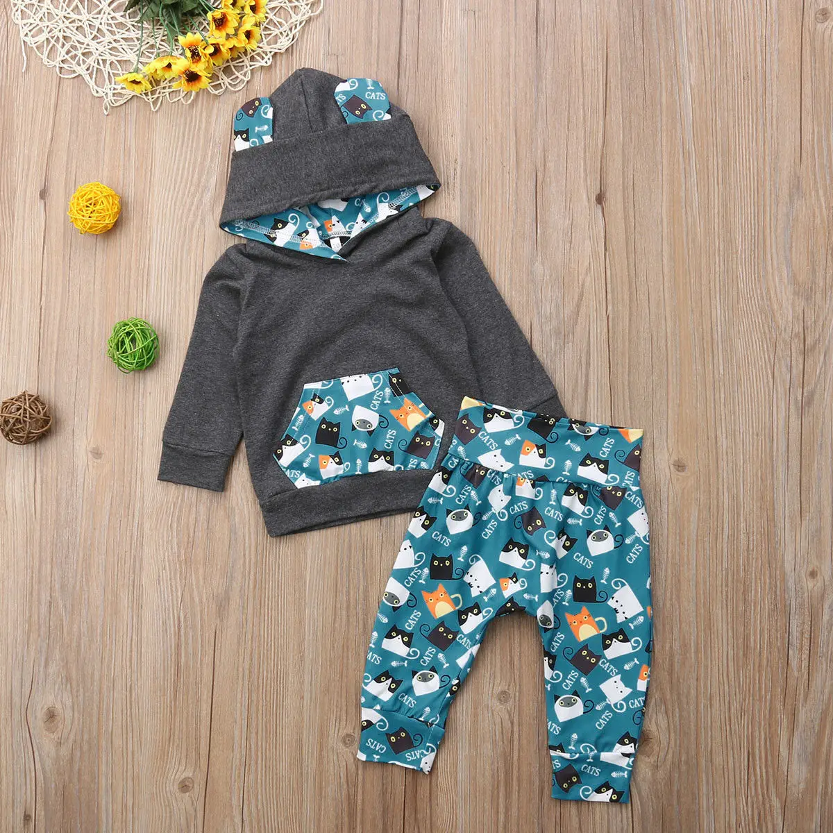 Pudcoco Baby Set 0-24M USA Newborn Kid Boy Girl Clothes Hooded Tops + Pants Outfits Tracksuit | Детская одежда и обувь