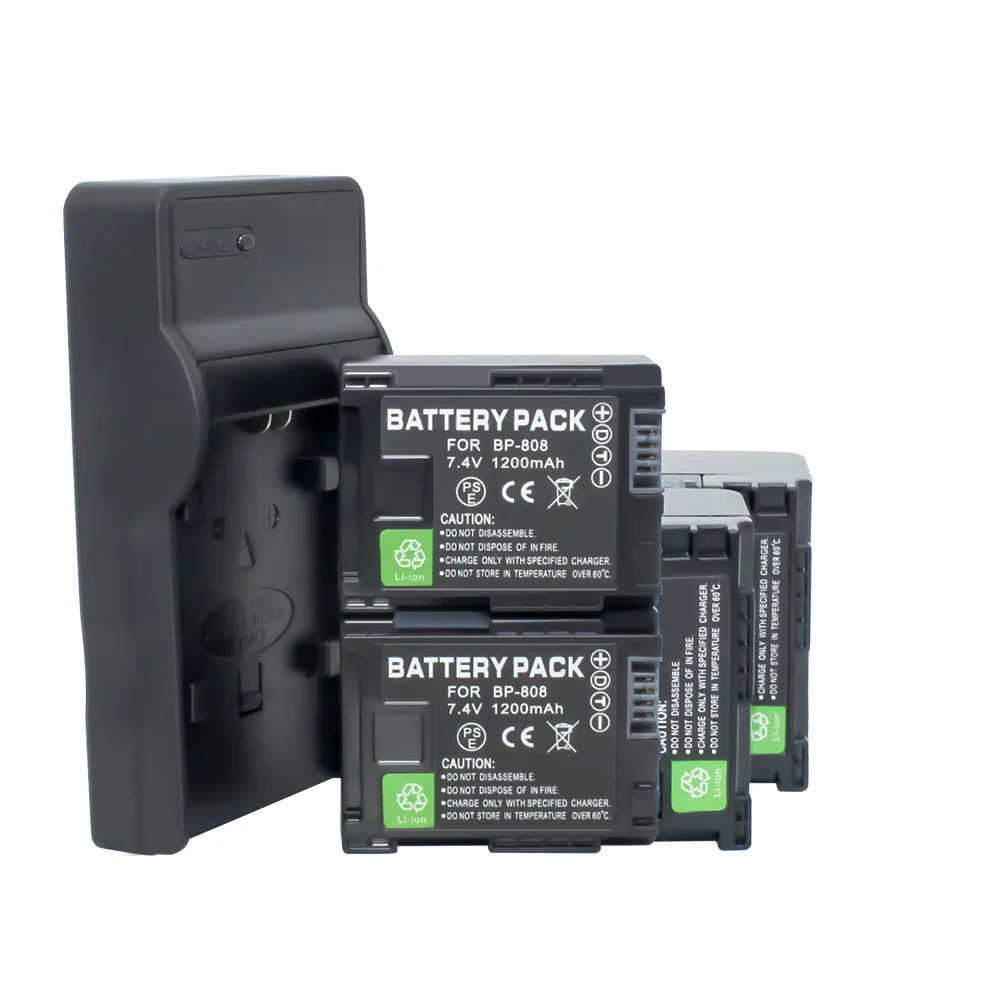 BP-808 BP-809 запасная батарея (4 комплекта) и USB зарядное устройство для Canon HFS100 HFS10 HF11 HF10