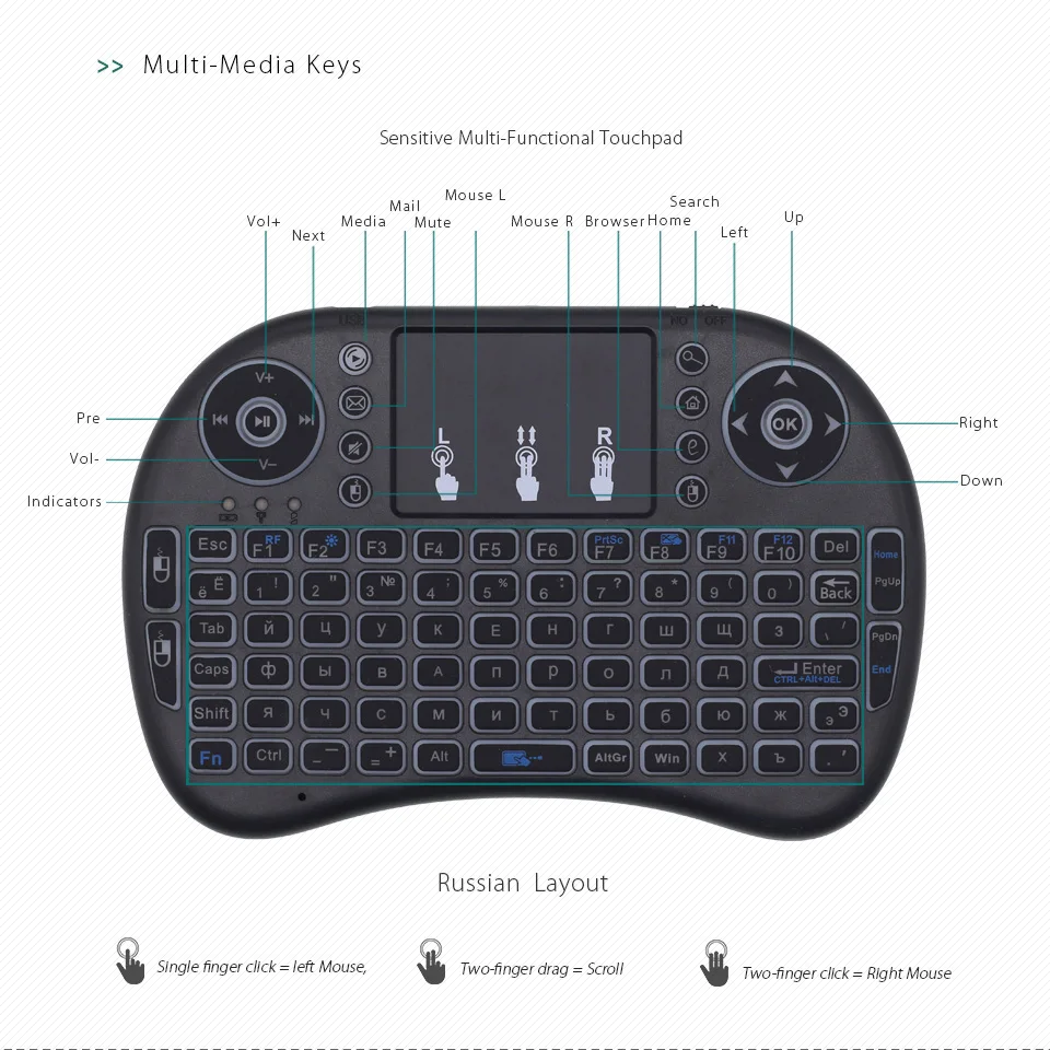 Новинка 2019 года русская клавиатура i8 с RGB подсветкой беспроводная мини 2 4 ГГц