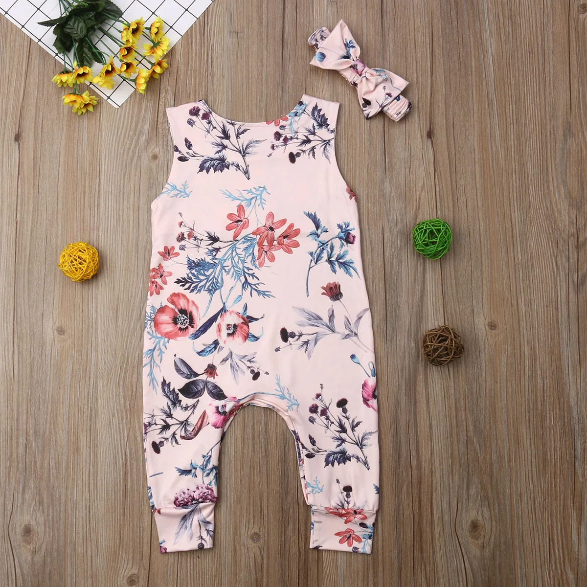 Малыш новорожденный младенец дети Девочка Цветочные рукавов боди комбинезон