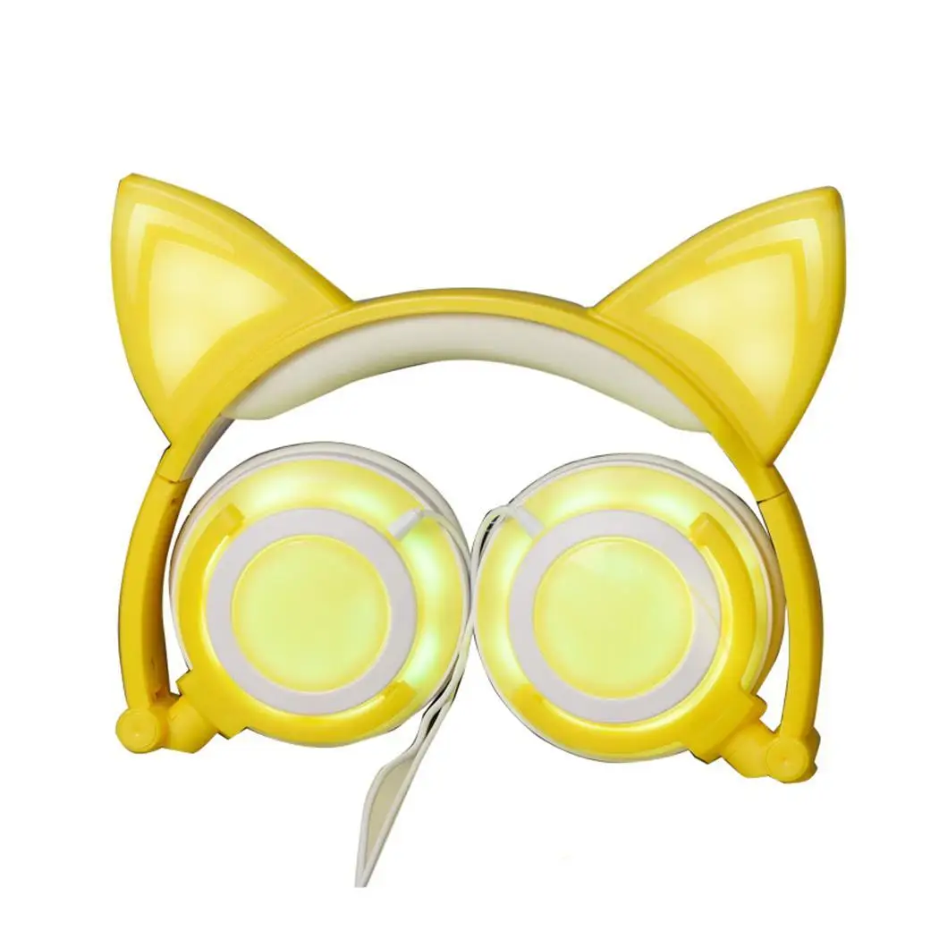 Обычная стерео перезаряжаемая гарнитура кошачьи ушки LED Складная 20 2000 Гц микро USB