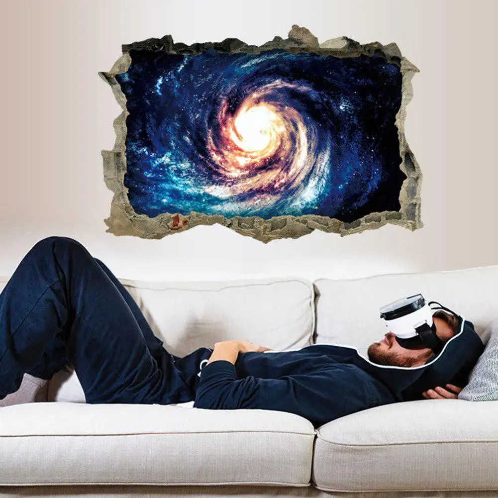3D Водонепроницаемый ПВХ Съемный Вселенский узор стикер на стену для потолка
