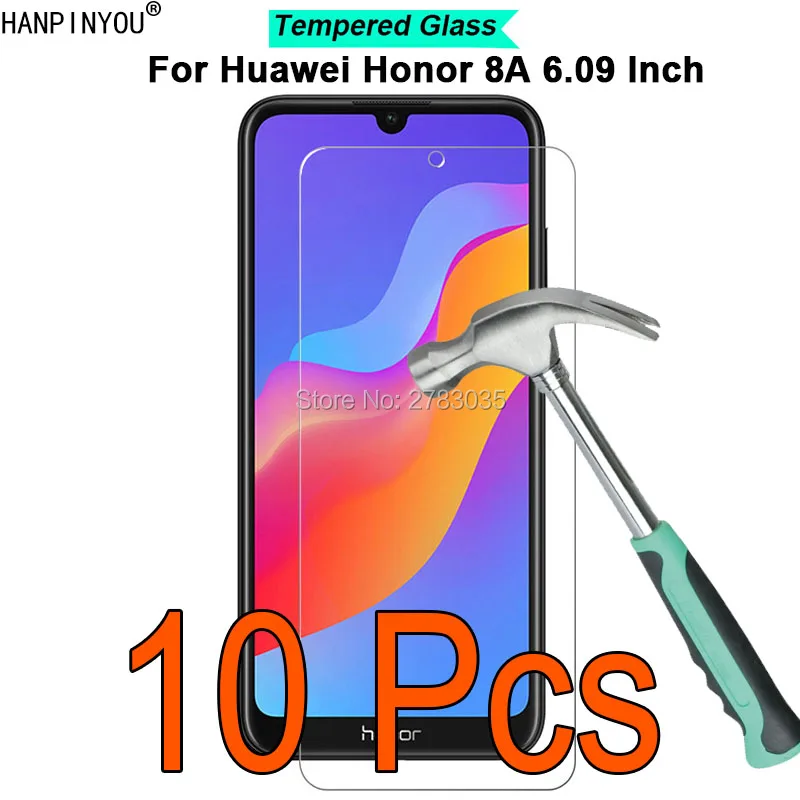

10 Pcs/Lot For Huawei Honor 8A 6.09" 9H Hardness 2.5D Ultra-thin Toughened Tempered Glass Film Screen Protector Guard