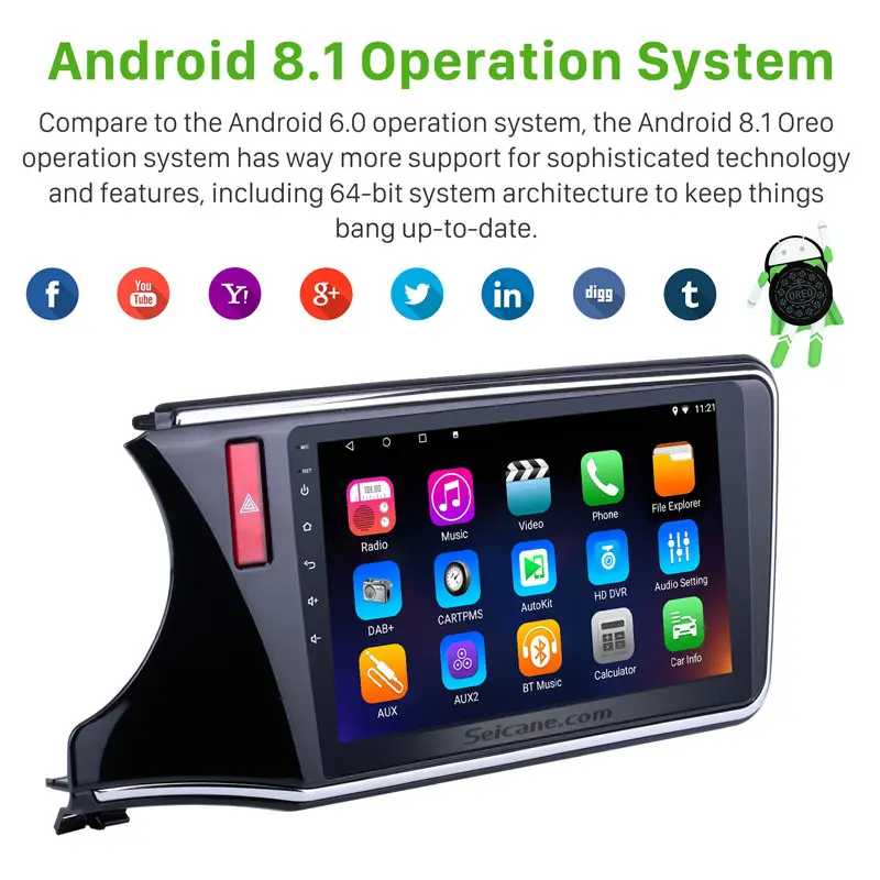 Seicane Android 8 1 10 дюймов HD 1024*600 автомобильное радио GPS Navi Стерео Плеер для 2014-2016 2017 Honda