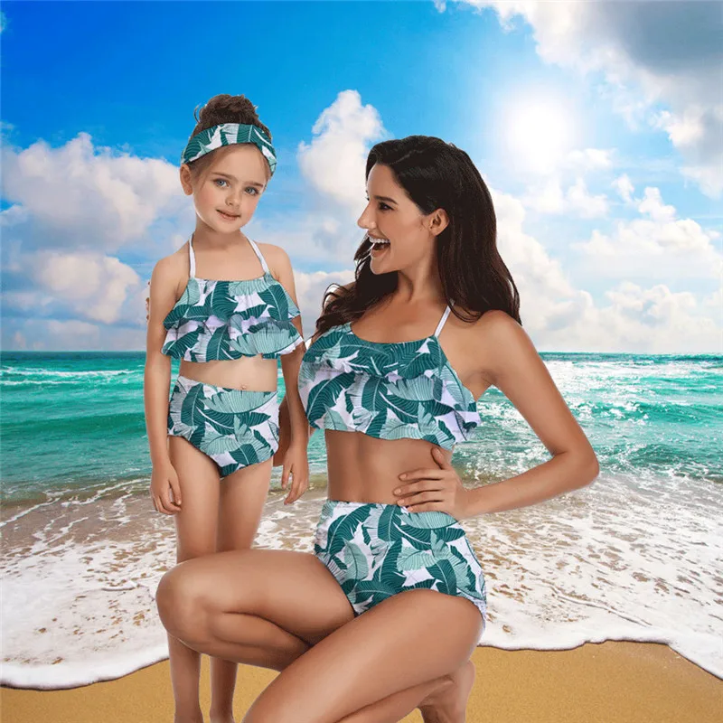 

PUDCOCO Newest 2020 Family Matching Swimming Suit Women Kids Baby Girl Mother Daughter Surf Beachwear Water Swimwear